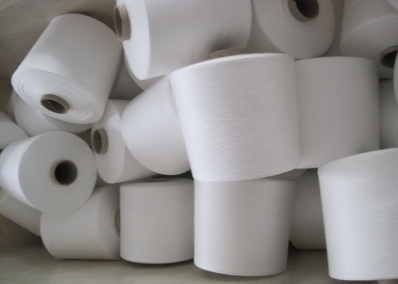 100% Raw White Polyester Ring Spun Yarn For Common Fabric Sewing